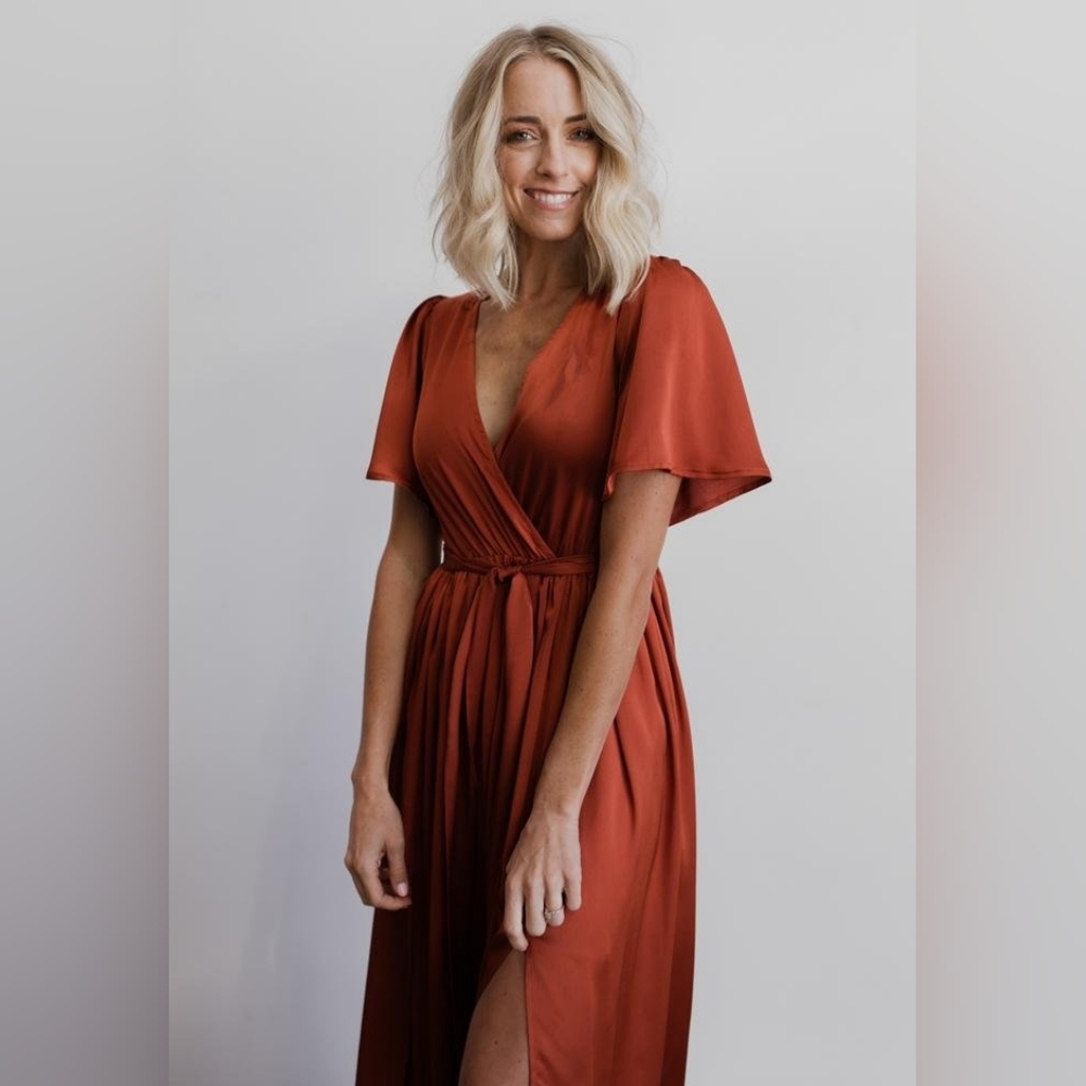 NWT Baltic Born Sicily Satin Rust Maxi Dress - Picture 6 of 13